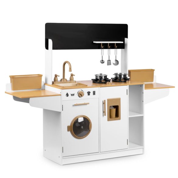 Játékkonyha, Ricokids RC-836, 70 x 29,5 x 98 cm, fa és MDF, interaktív elemekkel, rozsdamentes acél tartozékokkal