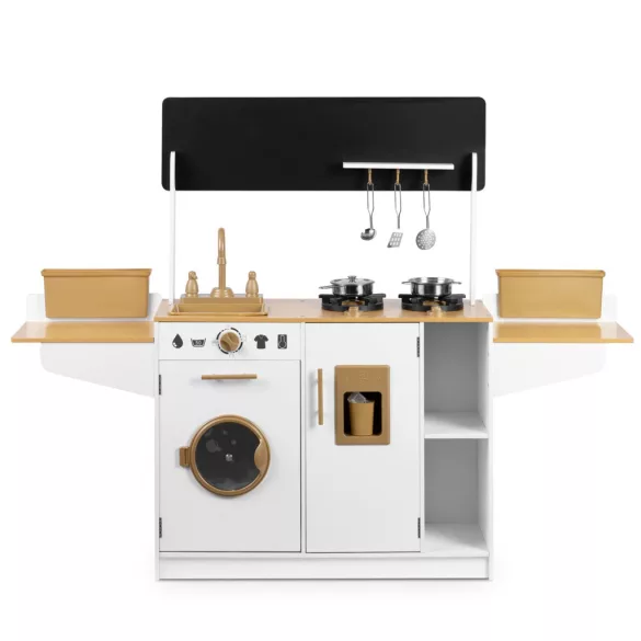Játékkonyha, Ricokids RC-836, 70 x 29,5 x 98 cm, fa és MDF, interaktív elemekkel, rozsdamentes acél tartozékokkal
