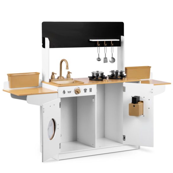 Játékkonyha, Ricokids RC-836, 70 x 29,5 x 98 cm, fa és MDF, interaktív elemekkel, rozsdamentes acél tartozékokkal