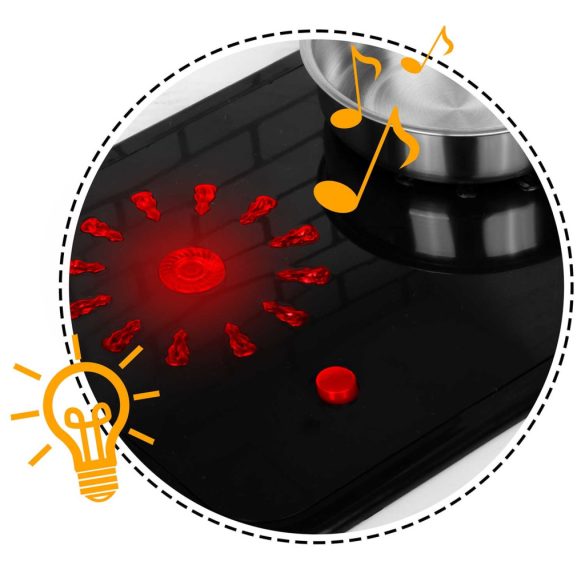 Játékkonyha, Ricokids RC-846, 95 x 70 x 29,5 cm, fa és MDF, interaktív elemekkel, LED világítással és főzési hangokkal