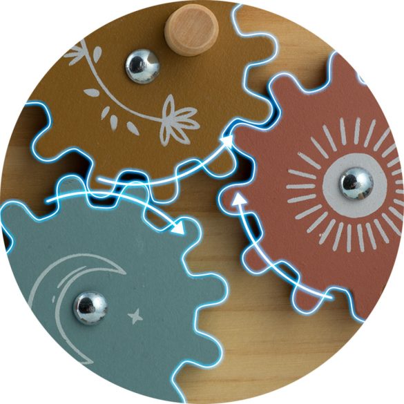 Fa szenzoros fajáték, Nukido NK-859, Montessori-inspirált, készségfejlesztő, zárakkal és fogaskerekekkel, EN71 tanúsítvánnyal