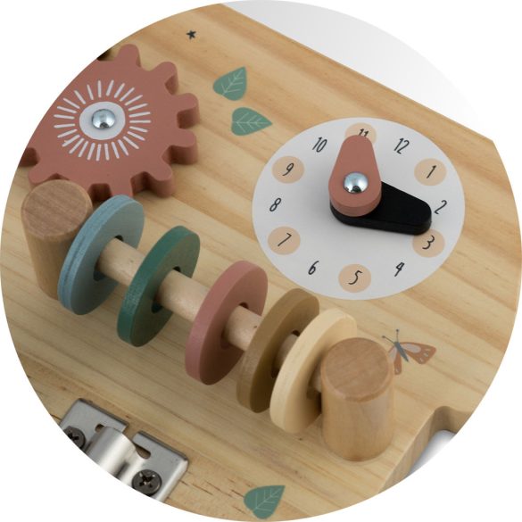 Fa szenzoros fajáték, Nukido NK-859, Montessori-inspirált, készségfejlesztő, zárakkal és fogaskerekekkel, EN71 tanúsítvánnyal