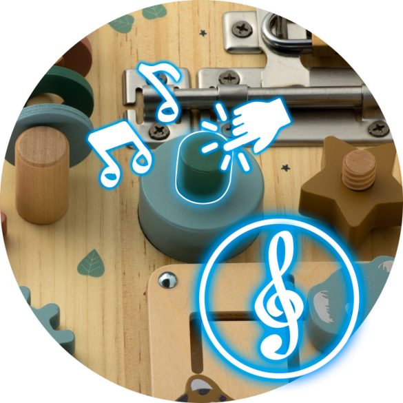 Fa szenzoros fajáték, Nukido NK-859, Montessori-inspirált, készségfejlesztő, zárakkal és fogaskerekekkel, EN71 tanúsítvánnyal