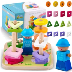   Fa formaválogató, Ricokids RK-866, 16 db, színes, 5 pálcás, készségfejlesztő, biztonságos festékekkel