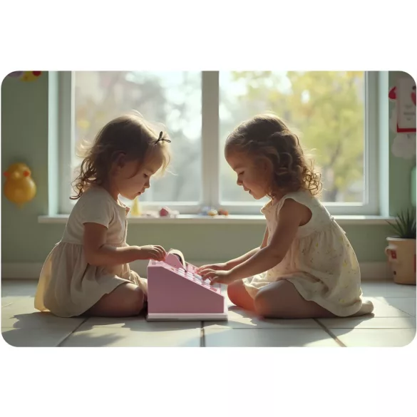 Fajáték pénztárgép, Ricokids RK-868, színes, szkennerrel és kártyaterminállal, nyíló fiókkal, bankjegyekkel és érmékkel