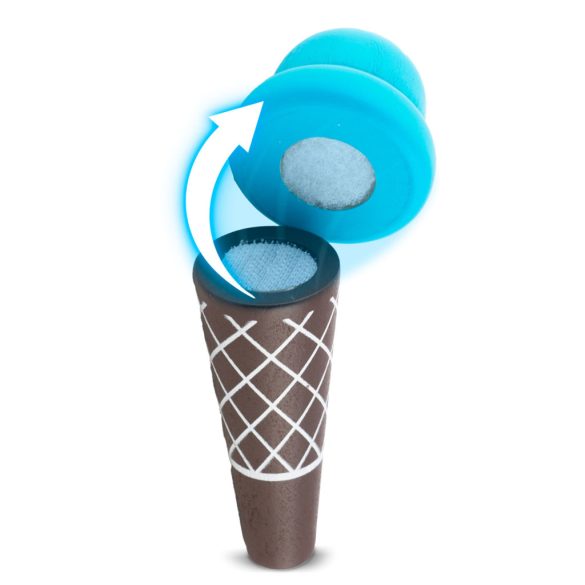 Fa tologatós járássegítő, Ricokids RK-873, Montessori ihletésű, formaválogató és golyópálya, forgó fogaskerekekkel, fagyis kiegészítőkkel