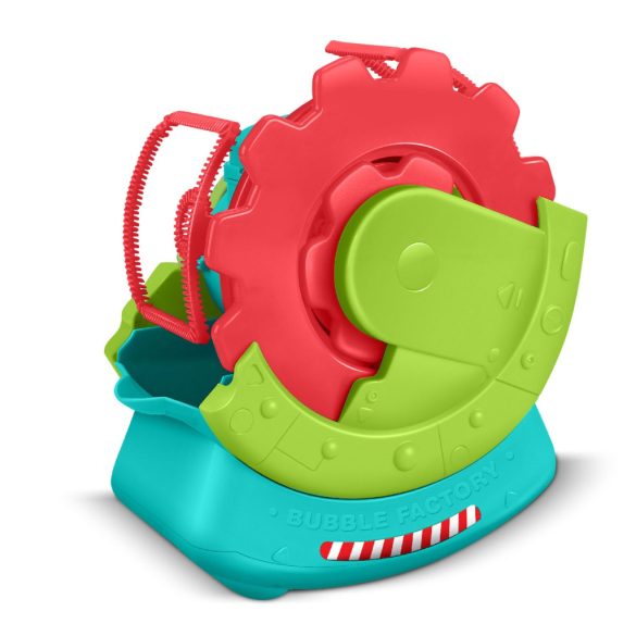 Buborékfújó gép, Ricokids RK-907, piros/zöld, 17 x 11 x 20 cm, automata, buborékfújó folyadékkal, nem zenélő, 3 éves kortól, elemes (4 x AA, nem tartozék)