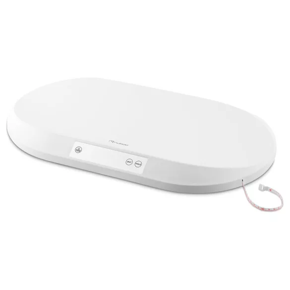 Elektronikus babamérleg, Nukido NK-950, fehér, 5 g pontosság, beépített 150 cm mérőszalag, teherbírás: 40 kg, elemes (3 x  AAA, tartozék)