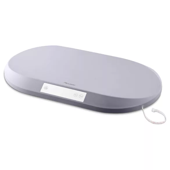 Elektronikus babamérleg, Nukido NK-950, világosszürke, 5 g pontosság, beépített 150 cm mérőszalag, teherbírás: 40 kg, elemes (3 x  AAA, tartozék)
