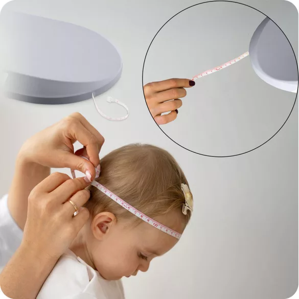 Elektronikus babamérleg, Nukido NK-950, világosszürke, 5 g pontosság, beépített 150 cm mérőszalag, teherbírás: 40 kg, elemes (3 x  AAA, tartozék)