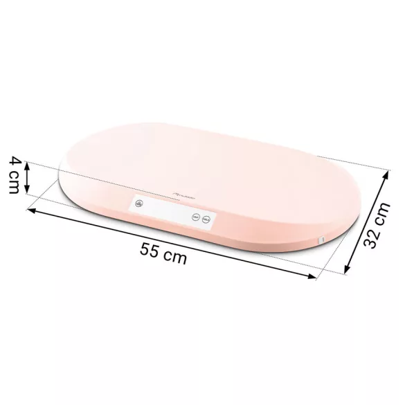Elektronikus babamérleg, Nukido NK-950, rózsaszín, 5 g pontosság, beépített 150 cm mérőszalag, teherbírás: 40 kg, elemes (3 x  AAA, tartozék)