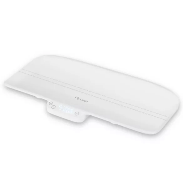 Elektronikus babamérleg, Nukido NK-951, fehér, 5 g pontosság, beépített 60 cm mérőszalag, teherbírás: 40 kg, elemes (2 x AAA, tartozék)