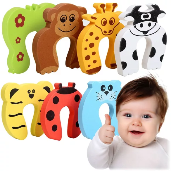 Ajtóütköző, Ricokids, 798600, többszínű, ujjbecsípődés-gátló, állatos figurák, 10, 5 x 10 cm, 7 db, UV-álló (TE798600)