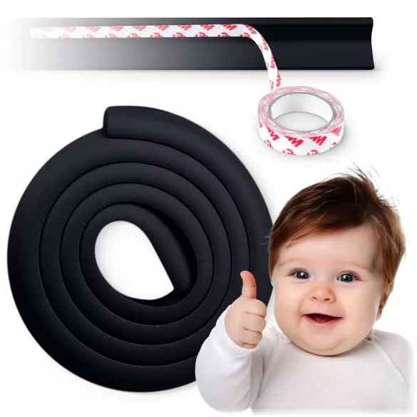 Élvédő habszalag, Ricokids 798701, fekete, bútorélekhez, 200 cm, UV-álló, 3M ragasztóval, puha hab (TE798701)