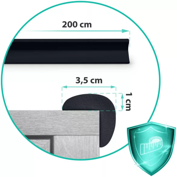 Élvédő habszalag, Ricokids 798701, fekete, bútorélekhez, 200 cm, UV-álló, 3M ragasztóval, puha hab (TE798701)