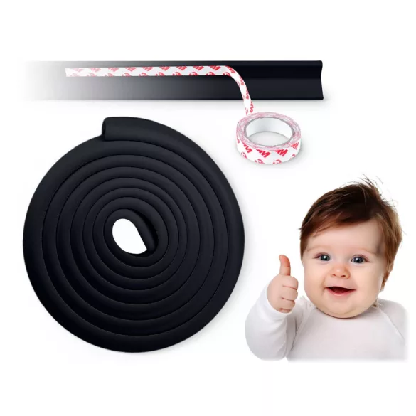 Élvédő habszalag, Ricokids 798711, fekete, bútorélekhez, 600 cm, UV-álló, 3M ragasztóval, puha hab (TE798711)