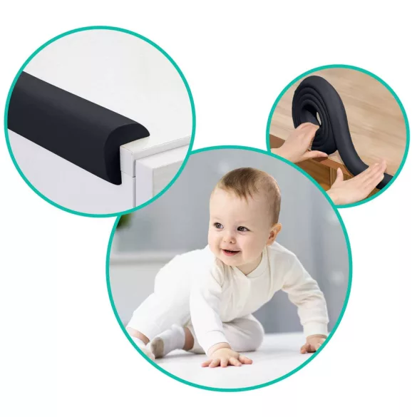 Élvédő habszalag, Ricokids 798711, fekete, bútorélekhez, 600 cm, UV-álló, 3M ragasztóval, puha hab (TE798711)