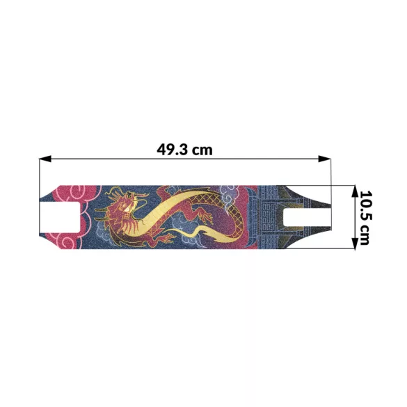 Roller Gripszalag, SOKE PRO Dragon, sárkány minta, 49,3 x 10,5 cm, csiszolópapír felületű, SOKE PRO rollerrekkel kompatibilis