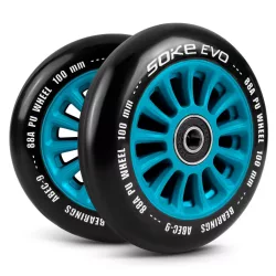   Roller kerék szett, SOKE, kék, 10 cm, 2 db, ABEC-9 csapágy, 88A keménységű PU, 0,8 cm tengely