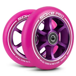   Roller kerék szett, SOKE, rózsaszín, 11 cm, 2 db, ABEC-9 csapágy, 88A keménységű PU, 0,8 cm tengely