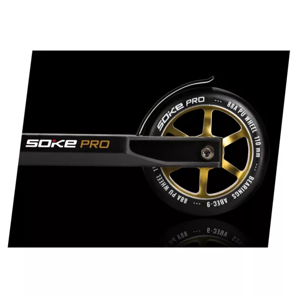 Roller kerék szett, SOKE, arany, 11 cm, 2 db, ABEC-9 csapágy, 88A keménységű PU, 0,8 cm tengely