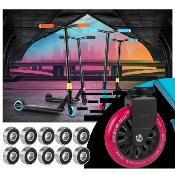 Roller csapágykészlet, SOKE, ABEC-9, 10 db, 2,2 × 0,8 × 0,7 cm, nagy pontosságú, alacsony súrlódású, gyors és tartós