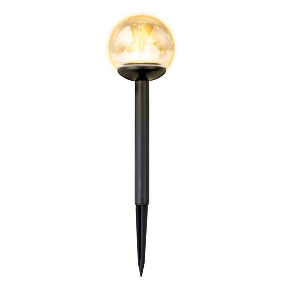 Napelemes kerti lámpa, Ilumen LS-103, átlátszó, magasság: 39 cm, gömb alakú, LED-es, akkumulátoros, IPX4 vízálló, fényérzékelős, automatikus éjszakai kapcsolás, 4 db