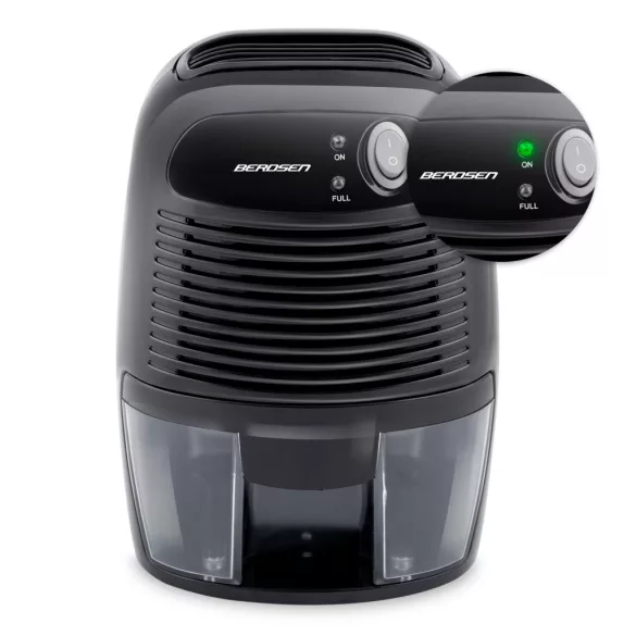 Páramentesítő, Berdsen BR-68B, fekete, 500 ml tartály, ultracsendes 30 dB, Peltier‑technológia, vízszint‑érzékelő, energiatakarékos, 23 W, 12 V autós adapterrel
