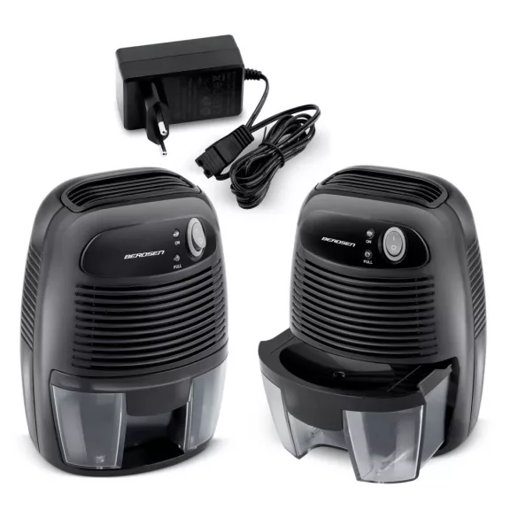 Páramentesítő, Berdsen BR-68B, fekete, 500 ml tartály, ultracsendes 30 dB, Peltier‑technológia, vízszint‑érzékelő, energiatakarékos, 23 W, 12 V autós adapterrel