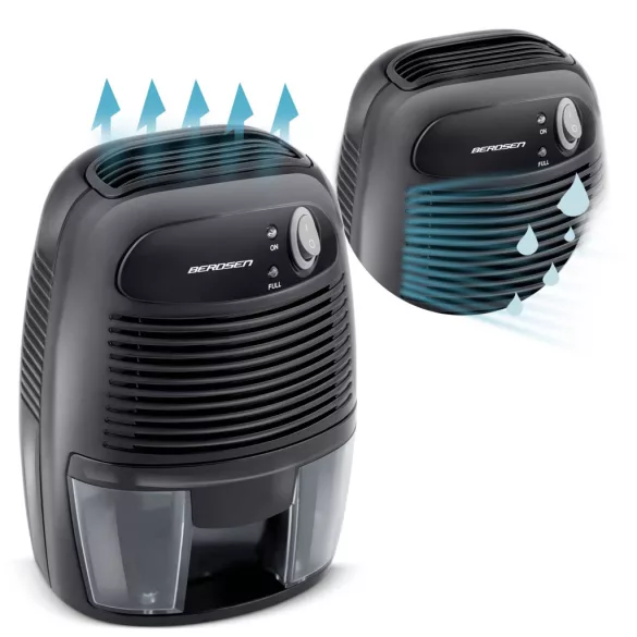 Páramentesítő, Berdsen BR-68B, fekete, 500 ml tartály, ultracsendes 30 dB, Peltier‑technológia, vízszint‑érzékelő, energiatakarékos, 23 W, 12 V autós adapterrel