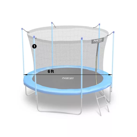 Trambulin oszlop, Neo-Sport, kék, magasság: 85 cm, belső védőhálóhoz, 183 cm trambulinokhoz, felső elem