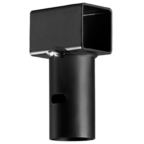 Trambulin T alakú lábcsatlakozó, Neo-Sport NS-15-181-BT, fekete, porszórt acél, 58 x 110 mm, 37 x 37 mm belső