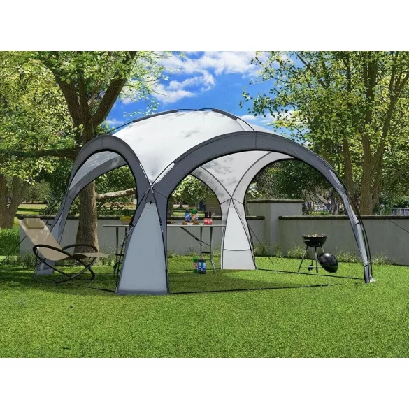 Kerti pavilon, MultiGarden ST-001, szürke, 3,5 x 3,5 m, PE borítás, 2,3 m magassággal, üvegszálas váz, hordtáskával