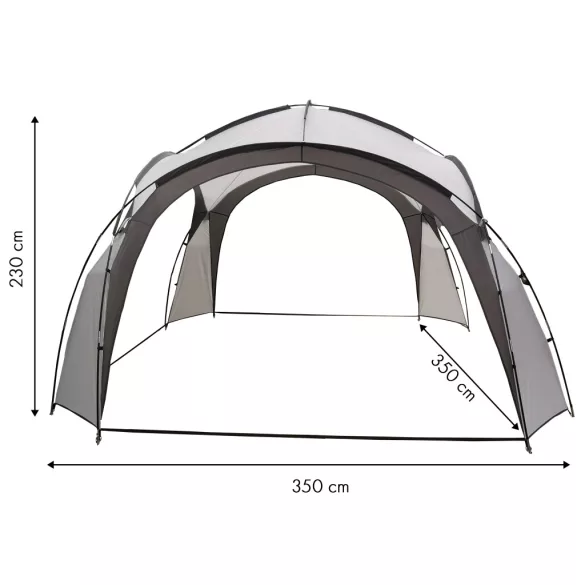 Kerti pavilon, MultiGarden ST-001, szürke, 3,5 x 3,5 m, PE borítás, 2,3 m magassággal, üvegszálas váz, hordtáskával