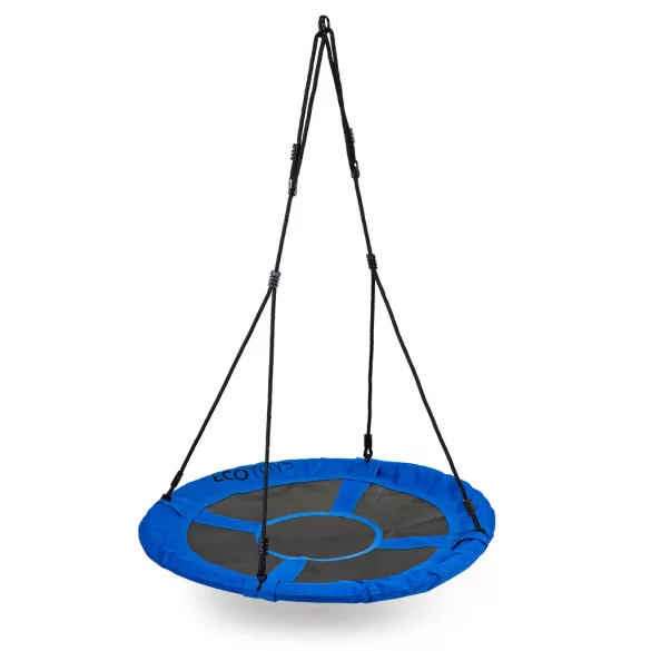 Fészekhinta, ECOTOYS BOC100, kék, átmérő: 100 cm, vízálló, állítható kötélmagasság: 140-190 cm, acél váz, poliészter, teherbírás: 150 kg