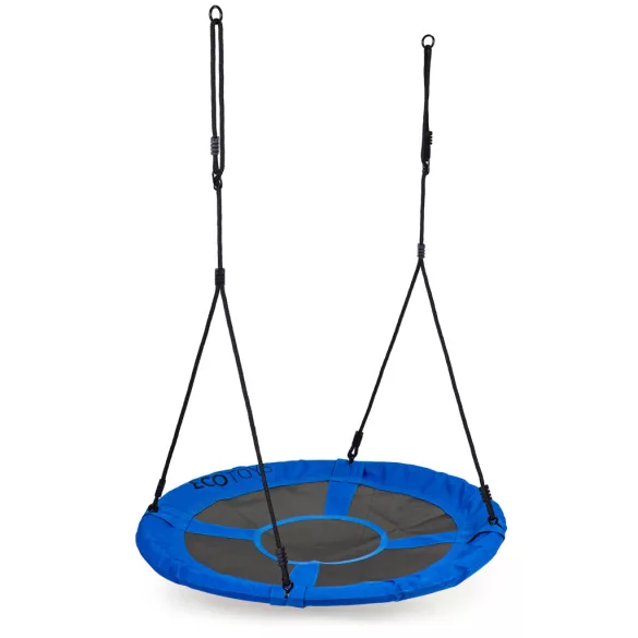 Fészekhinta, ECOTOYS BOC100, kék, átmérő: 100 cm, vízálló, állítható kötélmagasság: 140-190 cm, acél váz, poliészter, teherbírás: 150 kg