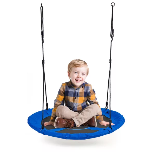Fészekhinta, ECOTOYS BOC100, kék, átmérő: 100 cm, vízálló, állítható kötélmagasság: 140-190 cm, acél váz, poliészter, teherbírás: 150 kg
