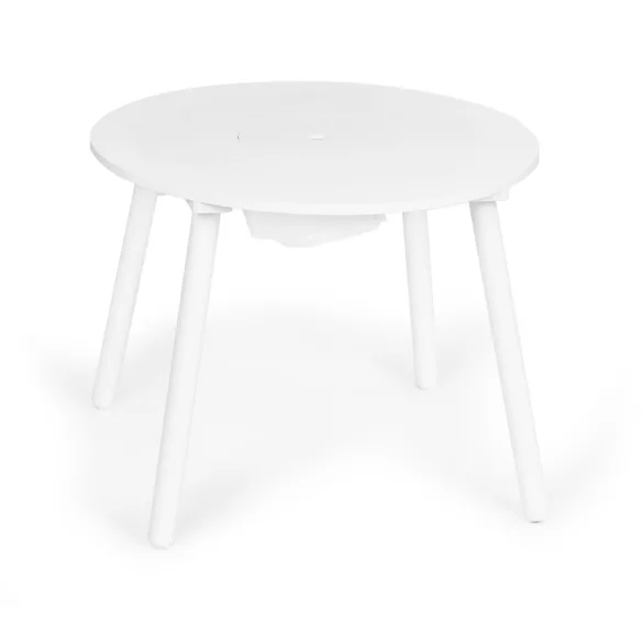 Gyerek asztal és szék szett, ECOTOYS WH135, fehér, 1 db asztal + 2 db szék, fenyőfa lábak, játéktároló háló, kerek asztal