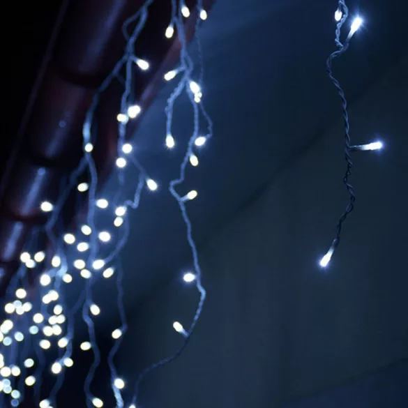 Fényfüggöny, Multistore RPBL-500L, Jégcsap, 19 m, 500 db LED, hidegfehér, IP44 vízálló, 8 világítási mód, 230 V, összekapcsolható