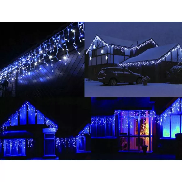 Fényfüggöny, Multistore RPBL-500L, Jégcsap, 19 m, 500 db LED, hidegfehér, IP44 vízálló, 8 világítási mód, 230 V, összekapcsolható