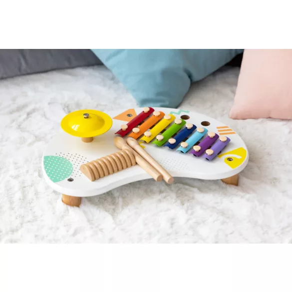 Zenélő játékasztal, ECOTOYS 3655, 34 x 10,5 x 23,5 cm, 3 db beépített hangszer, 2 db ütő, 3 éves kortól ajánlott