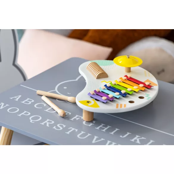 Zenélő játékasztal, ECOTOYS 3655, 34 x 10,5 x 23,5 cm, 3 db beépített hangszer, 2 db ütő, 3 éves kortól ajánlott