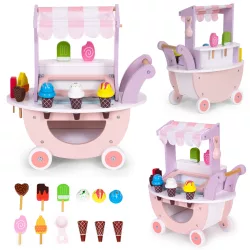   Fagylaltozó játékkészlet, ECOTOYS TL89015, fagylaltozó, 12 db, fa, mágneses, 3 éves kortól, biztonságos kialakítás