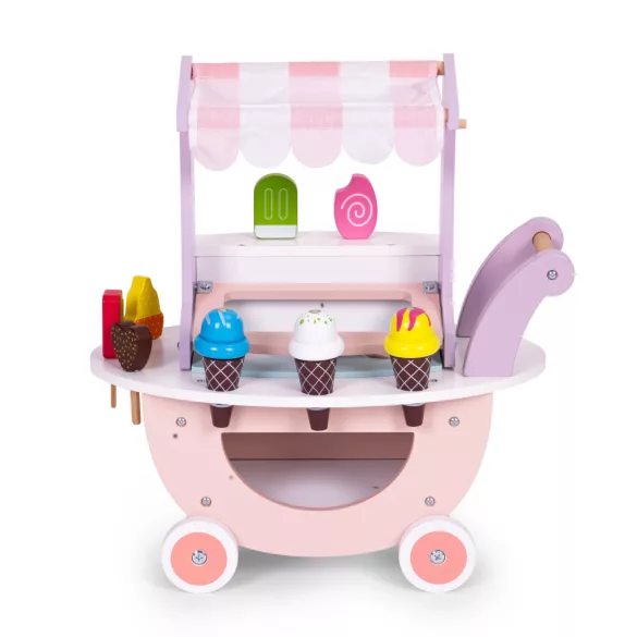 Fagylaltozó játékkészlet, ECOTOYS TL89015, fagylaltozó, 12 db, fa, mágneses, 3 éves kortól, biztonságos kialakítás