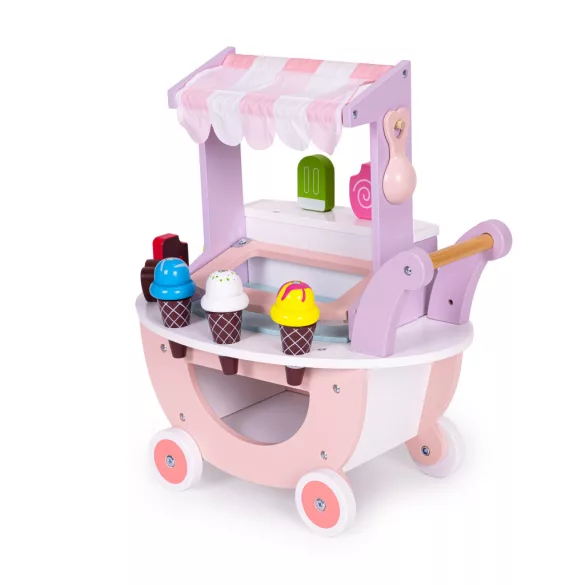 Fagylaltozó játékkészlet, ECOTOYS TL89015, fagylaltozó, 12 db, fa, mágneses, 3 éves kortól, biztonságos kialakítás