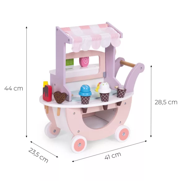 Fagylaltozó játékkészlet, ECOTOYS TL89015, fagylaltozó, 12 db, fa, mágneses, 3 éves kortól, biztonságos kialakítás