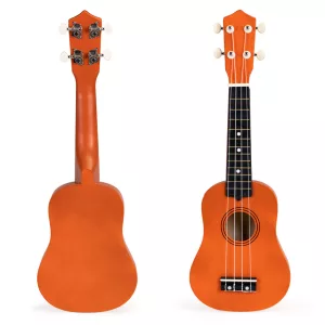 Gyerek ukulele, ECOTOYS MF019E, barna, 17,5 x 5 x 52,5 cm, fa, hangolható, 4 nejlon húrral, pengetővel, 12 bunddal, 3 éves kortól ajánlott