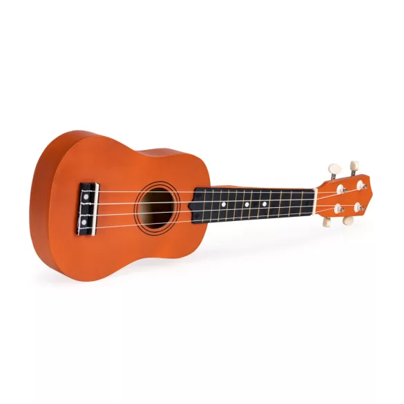Gyerek ukulele, ECOTOYS MF019E, barna, 17,5 x 5 x 52,5 cm, fa, hangolható, 4 nejlon húrral, pengetővel, 12 bunddal, 3 éves kortól ajánlott