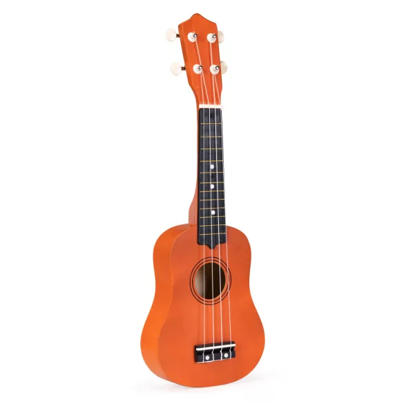 Gyerek ukulele, ECOTOYS MF019E, barna, 17,5 x 5 x 52,5 cm, fa, hangolható, 4 nejlon húrral, pengetővel, 12 bunddal, 3 éves kortól ajánlott