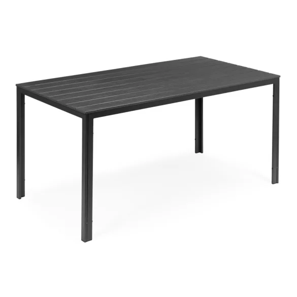 Kerti asztal, MultiGarden SAK-156, szürke, 156 × 78 cm, 6 személyes, magasság: 74 cm, fahatású műanyag asztallap, porszórt acél váz, teherbírás: 150 kg